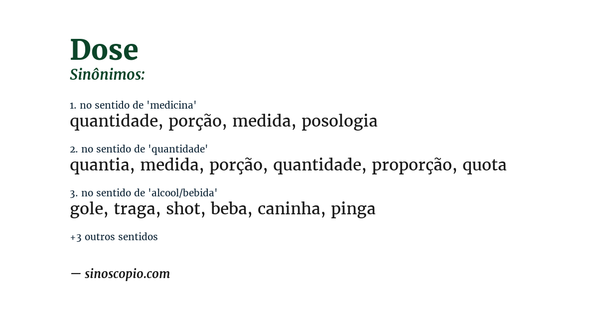 Sinônimo de dose