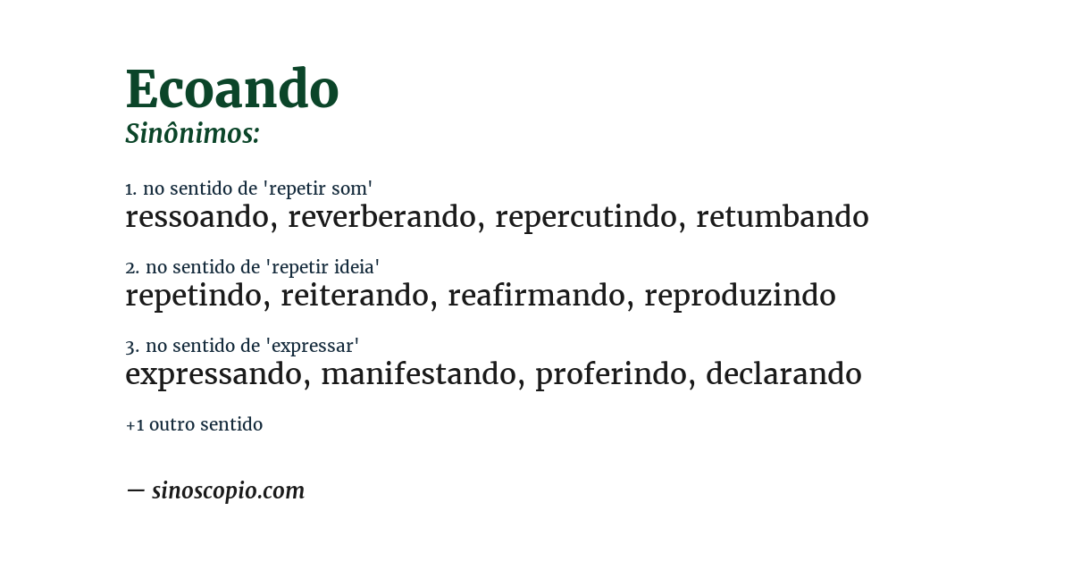 Sinônimo de ecoando