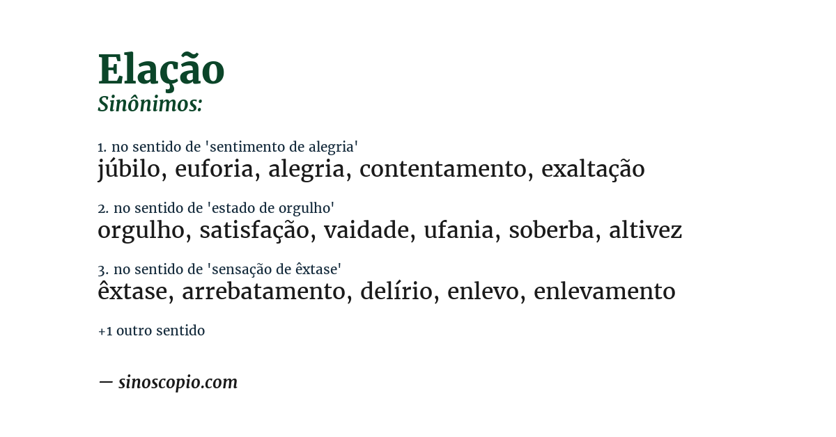 Sinônimo de elação