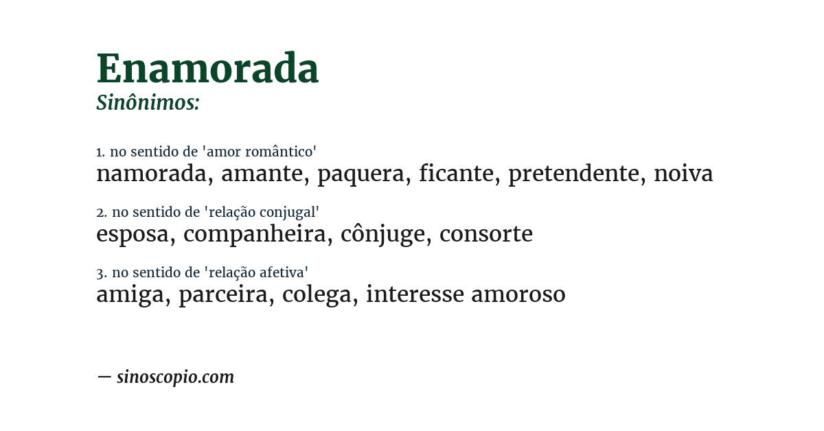 Sinônimo de enamorada
