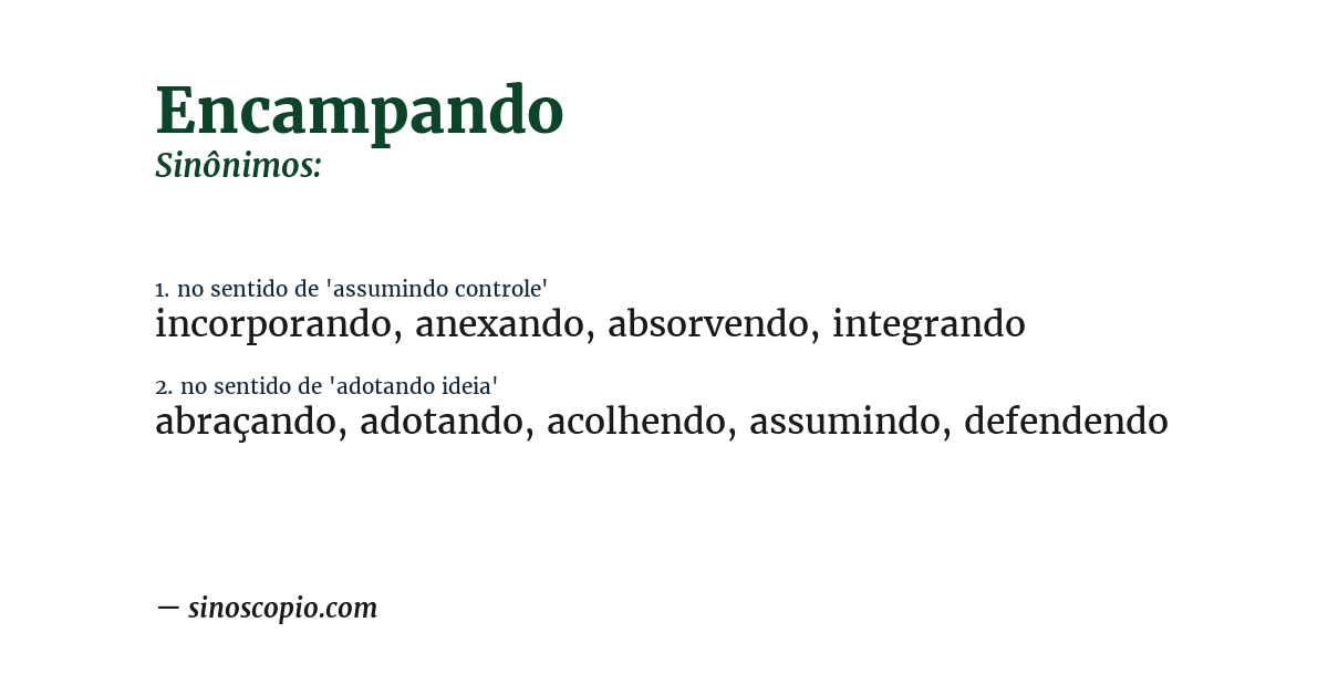 Sinônimo de encampando