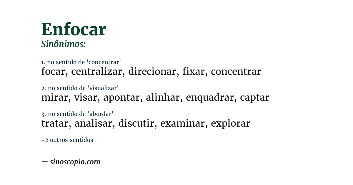 Sinônimo de enfocar