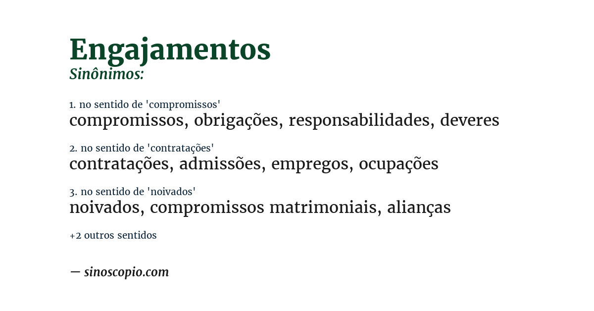 Sinônimo de engajamentos