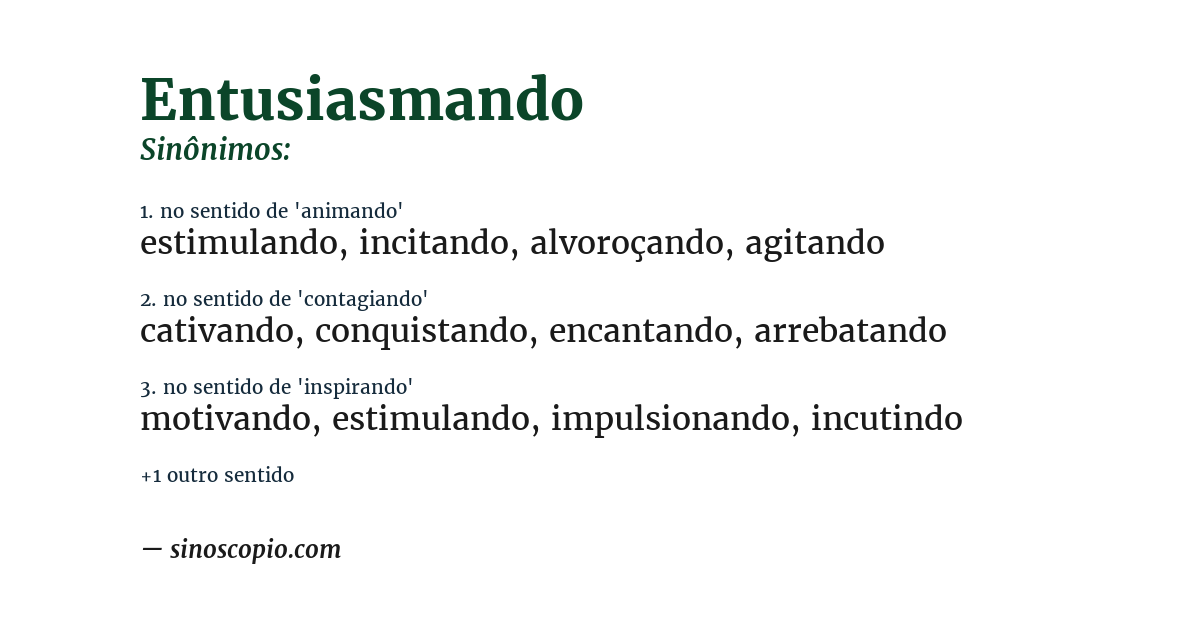 Sinônimo de entusiasmando