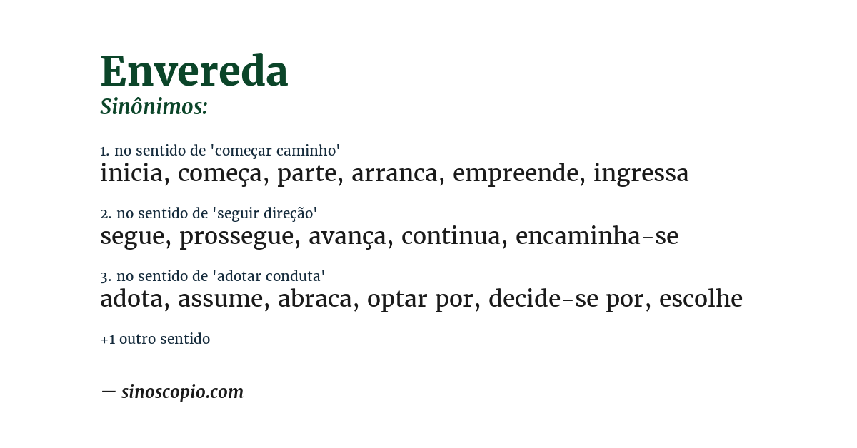 Sinônimo de envereda
