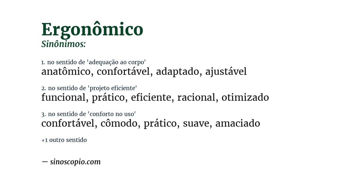 Sinônimo de ergonômico