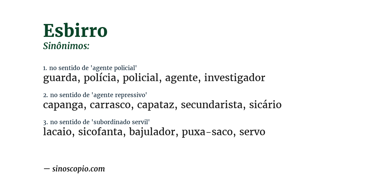 Sinônimo de esbirro