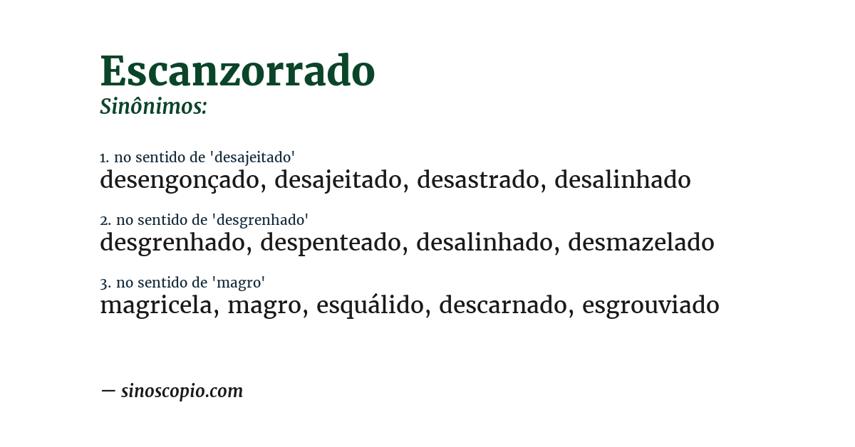 Sinônimo de escanzorrado