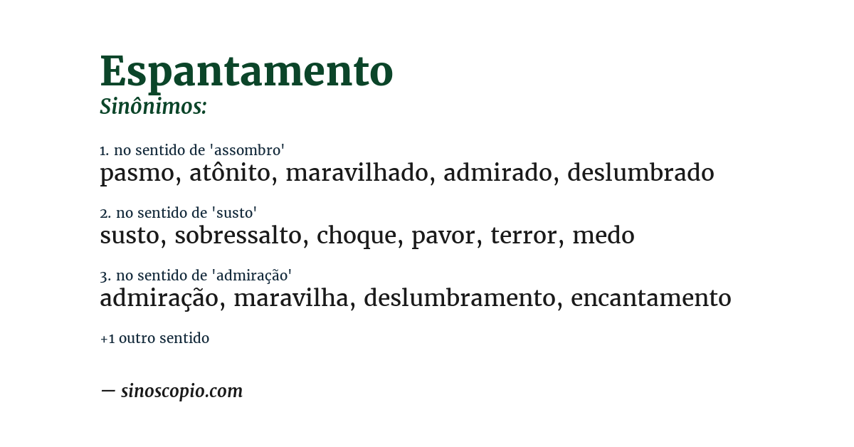 Sinônimo de espantamento
