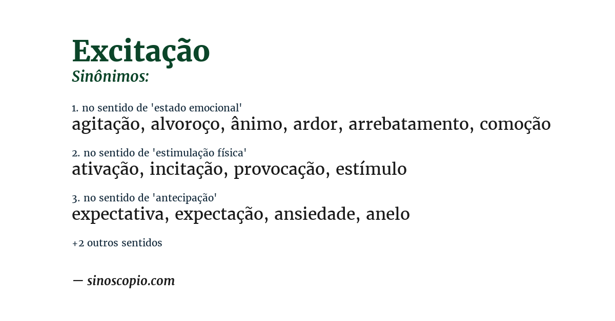 Sinônimo de excitação