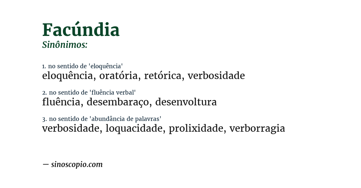 Sinônimo de facúndia