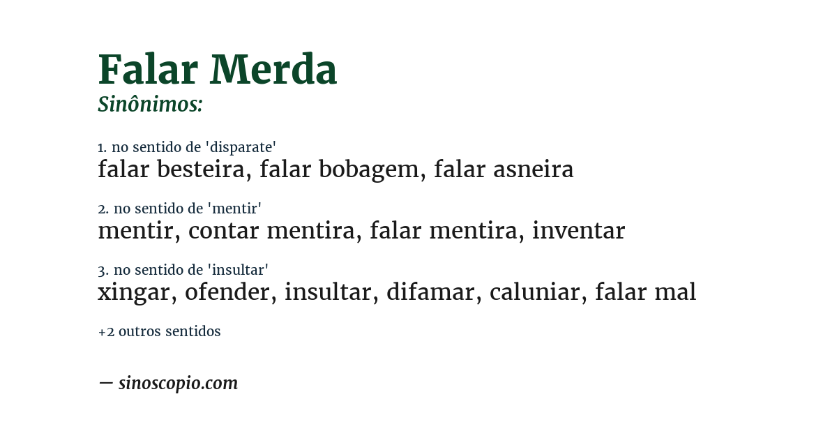 Sinônimo de falar merda