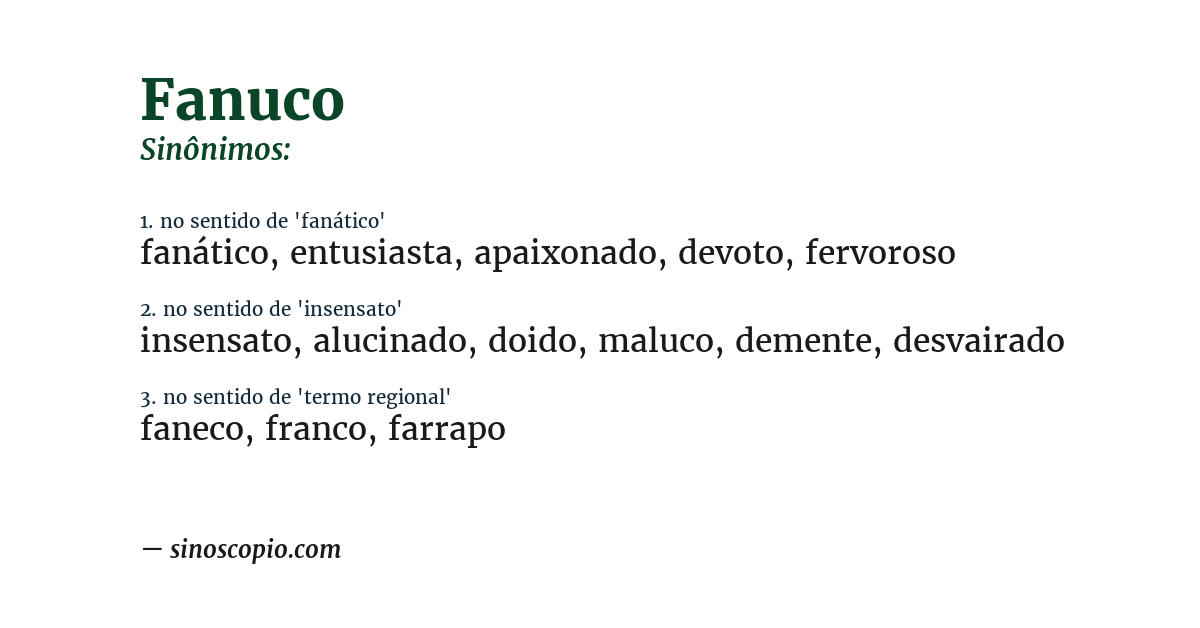 Sinônimo de fanuco