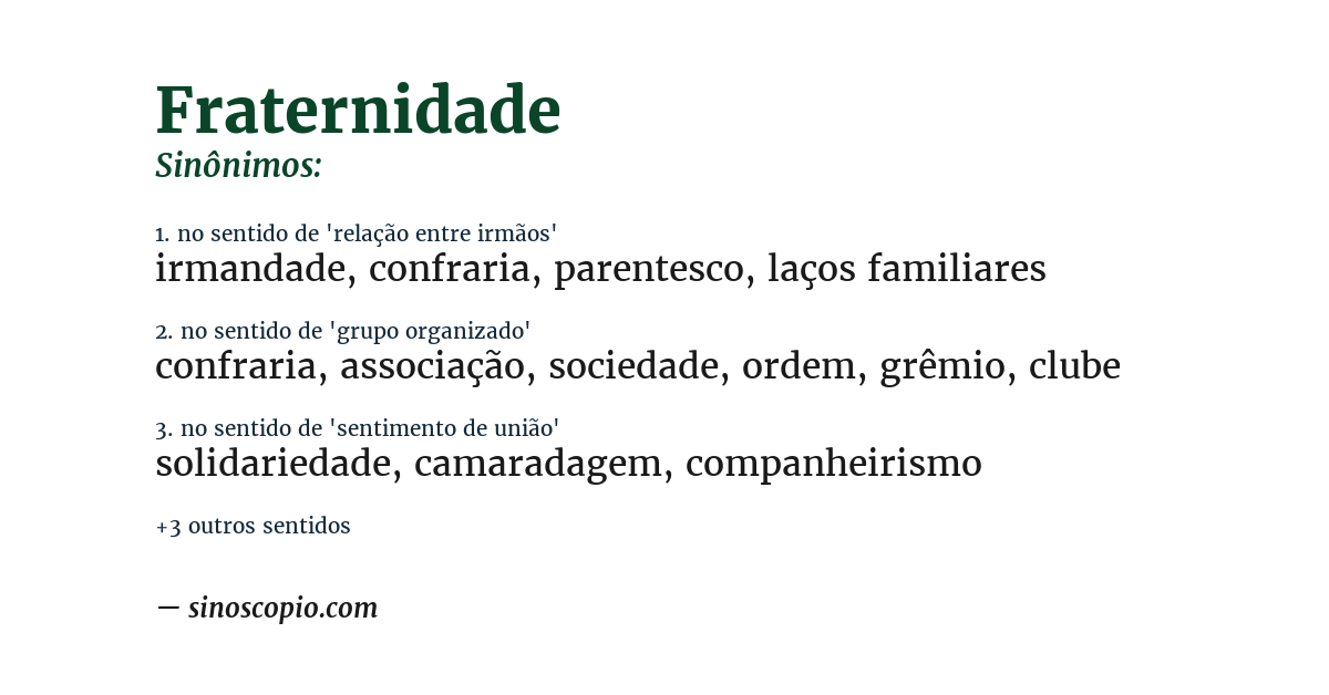 Sinônimo de fraternidade