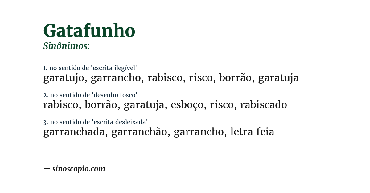Sinônimo de gatafunho