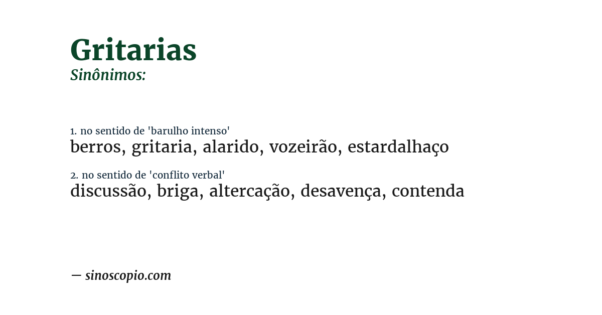 Sinônimo de gritarias