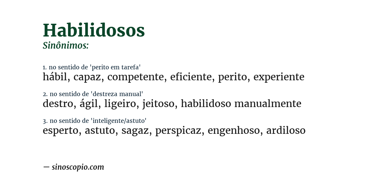 Sinônimo de habilidosos