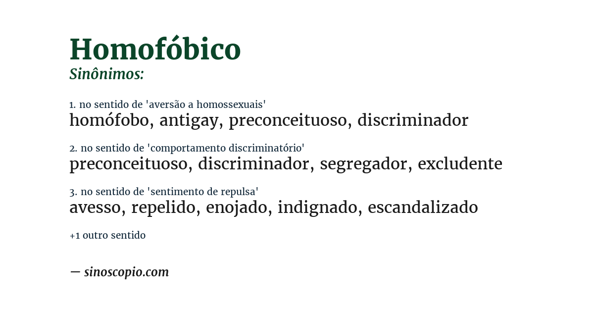 Sinônimo de homofóbico
