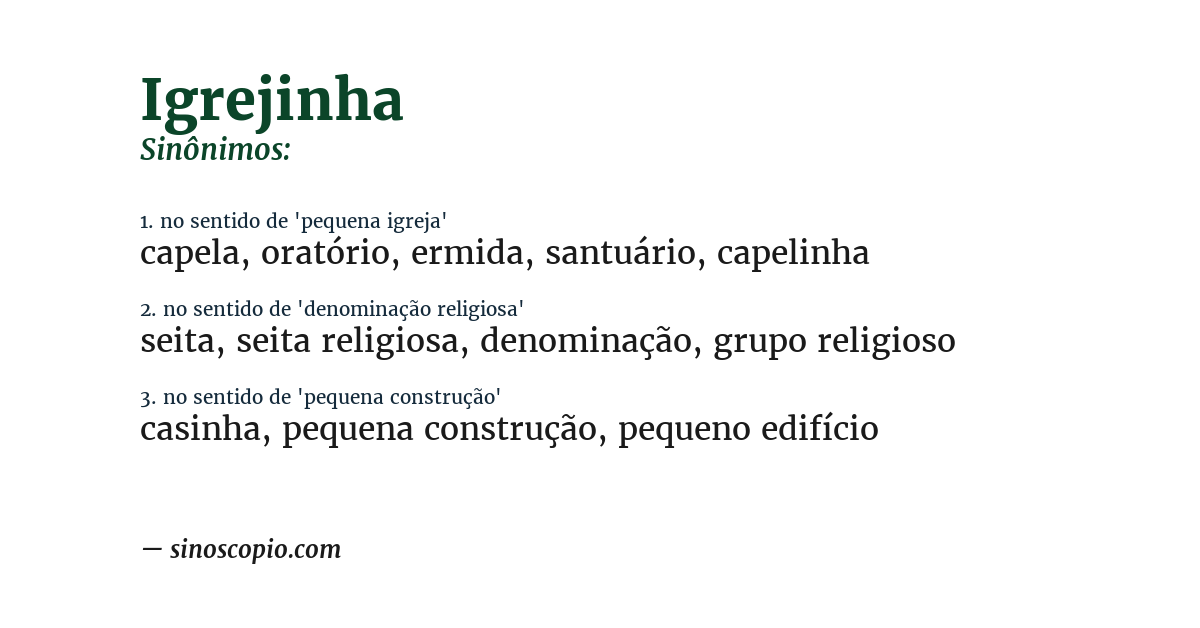 Sinônimo de igrejinha