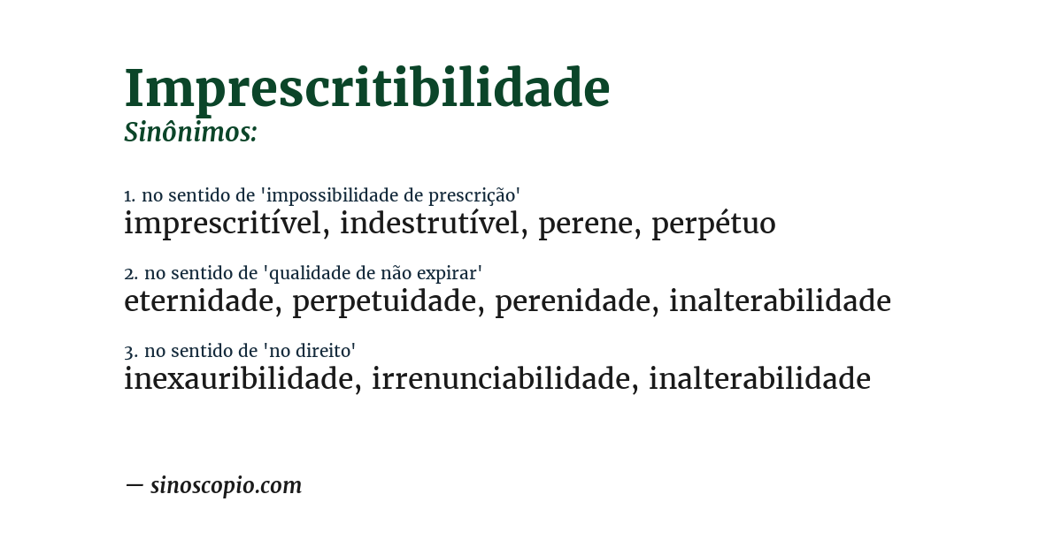 Sinônimo de imprescritibilidade