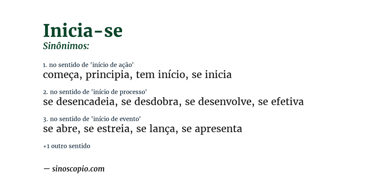 Sinônimo de inicia-se