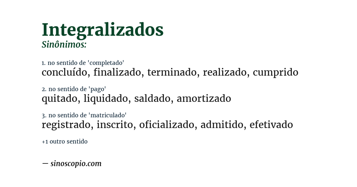 Sinônimo de integralizados