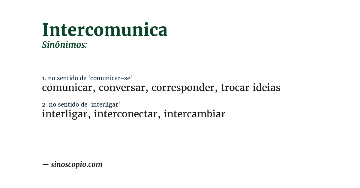 Sinônimo de intercomunica