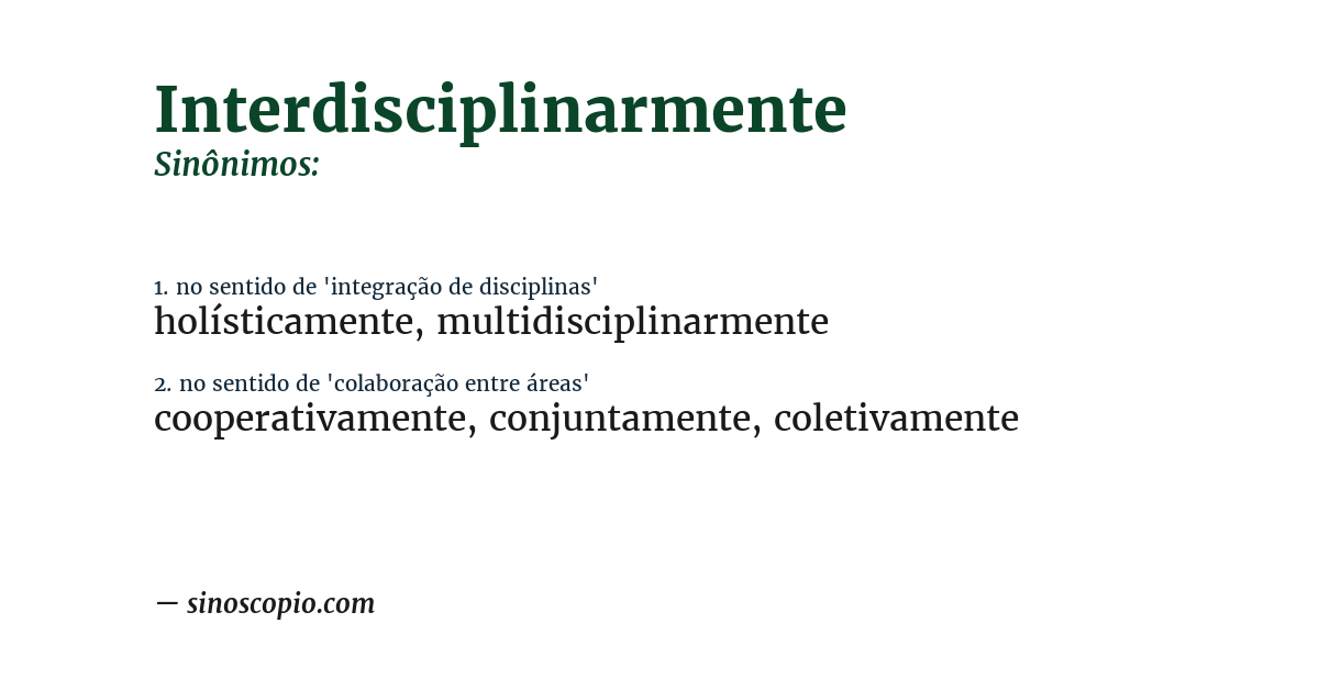 Sinônimo de interdisciplinarmente