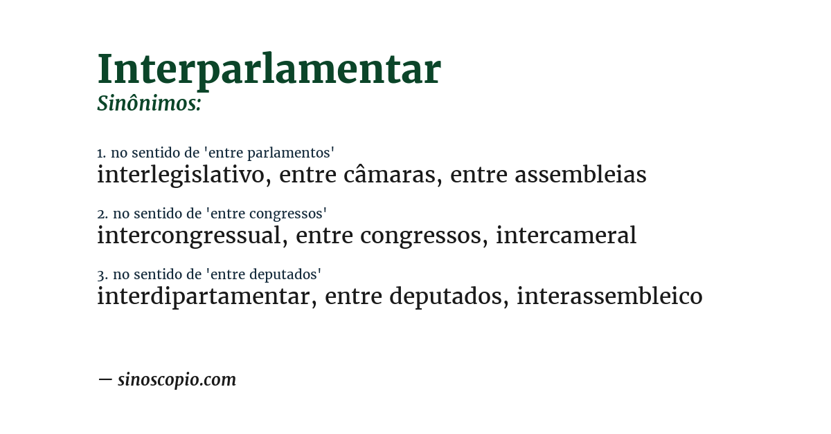 Sinônimo de interparlamentar