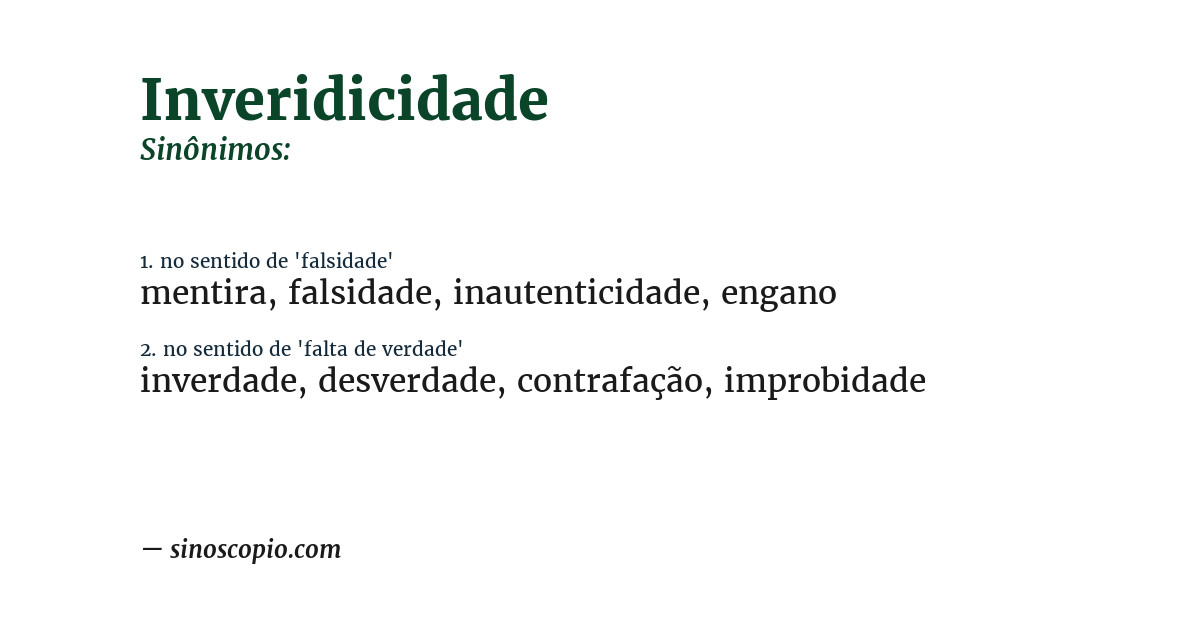 Sinônimo de inveridicidade