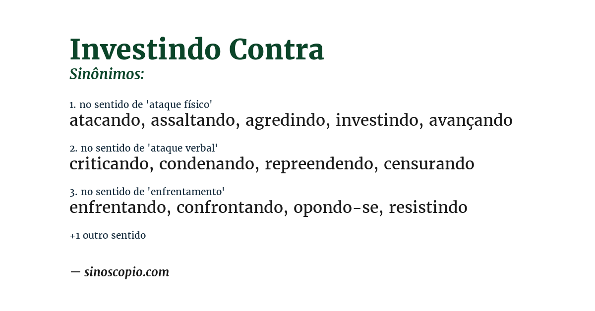 Sinônimo de investindo contra
