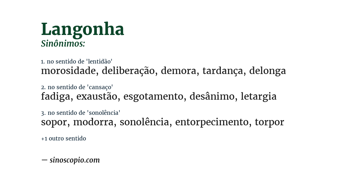 Sinônimo de langonha