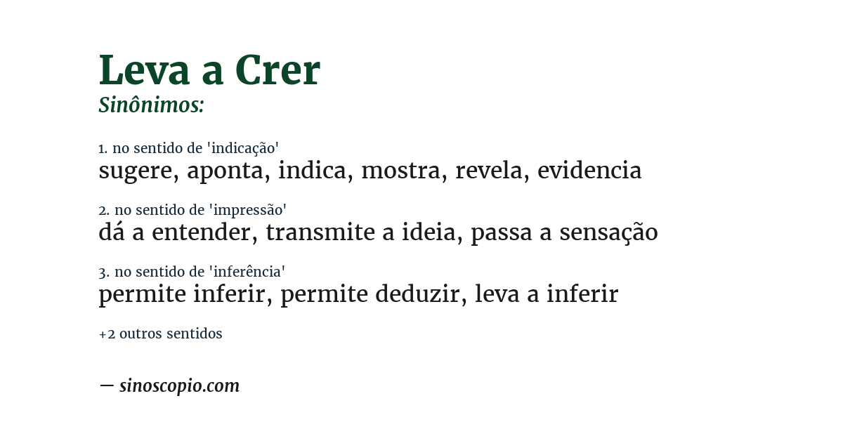 Sinônimo de leva a crer