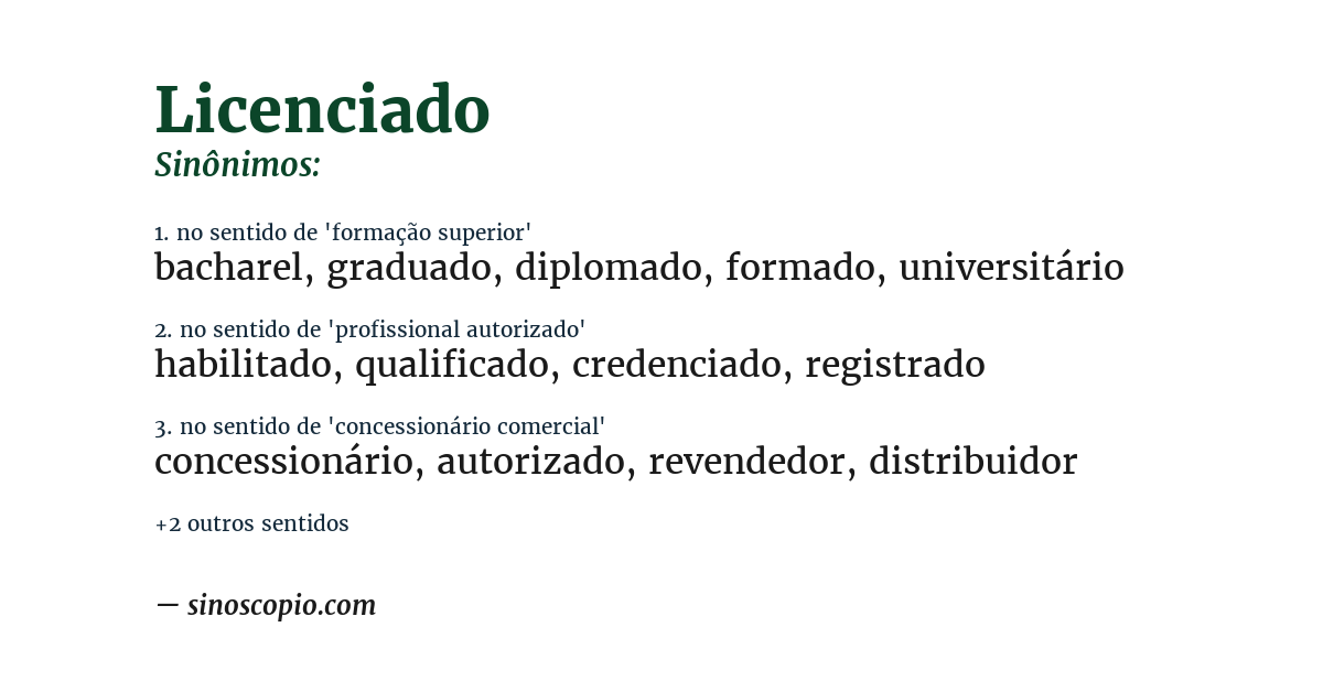 Sinônimo de licenciado
