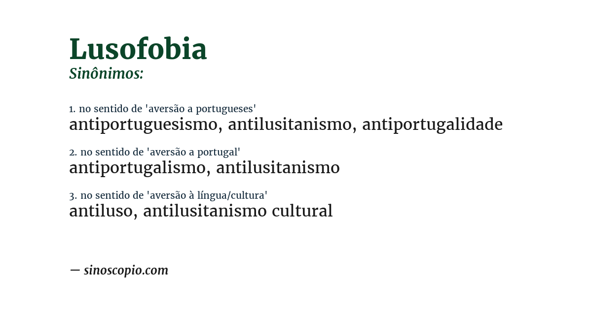 Sinônimo de lusofobia