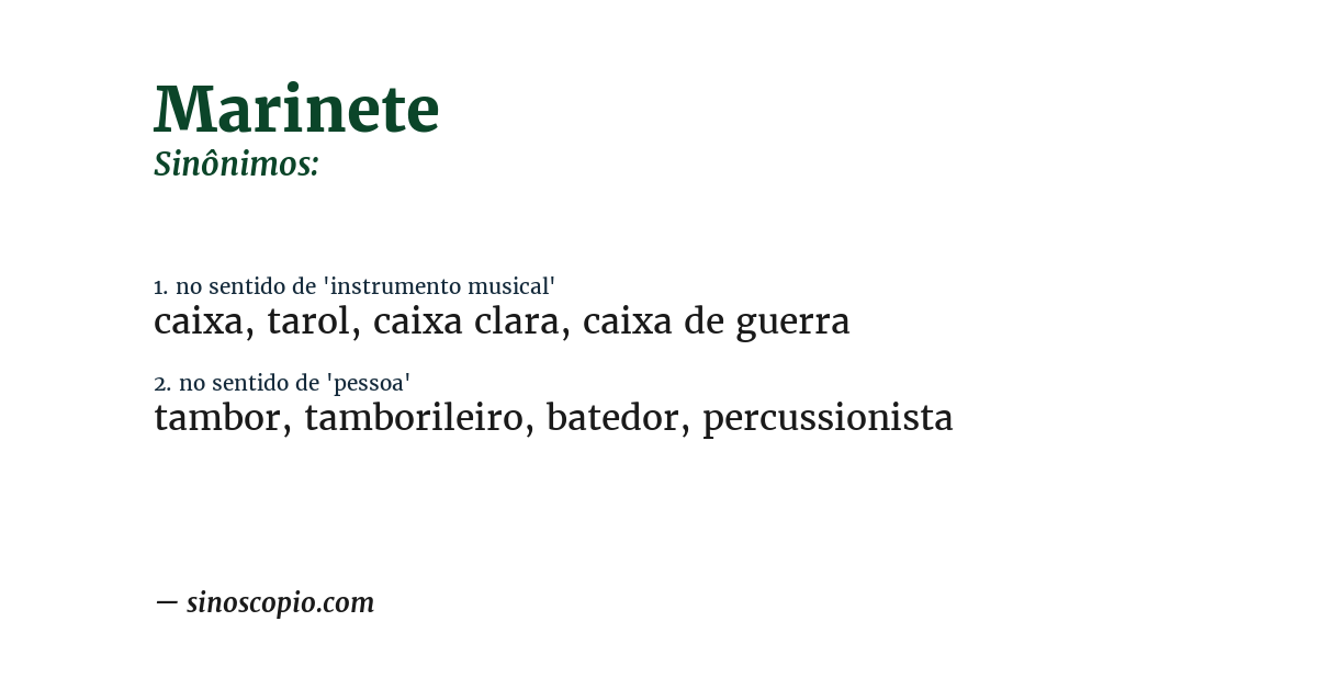 Sinônimo de marinete