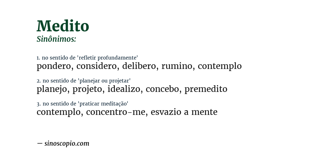 Sinônimo de medito