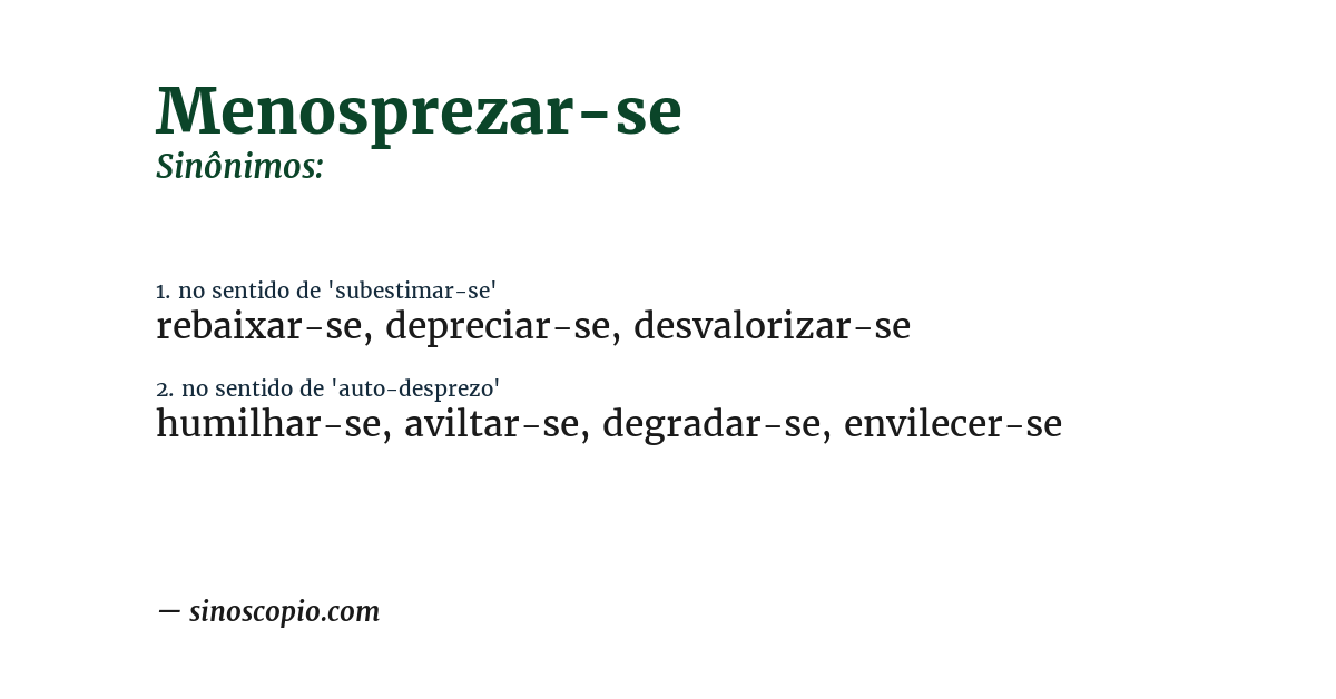 Sinônimo de menosprezar-se