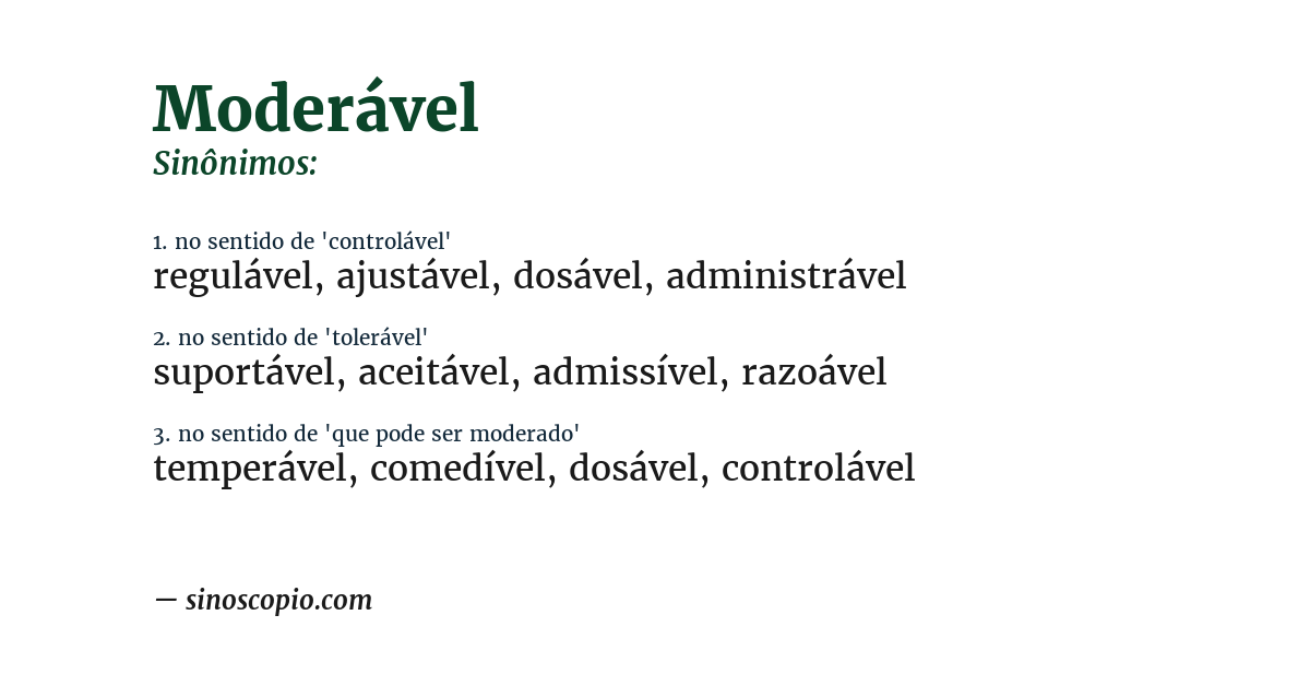 Sinônimo de moderável