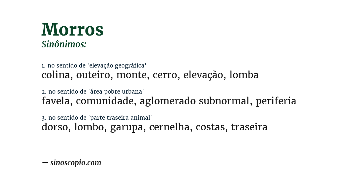 Sinônimo de morros