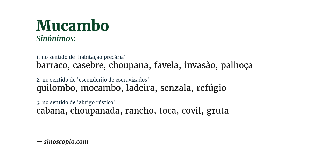 Sinônimo de mucambo