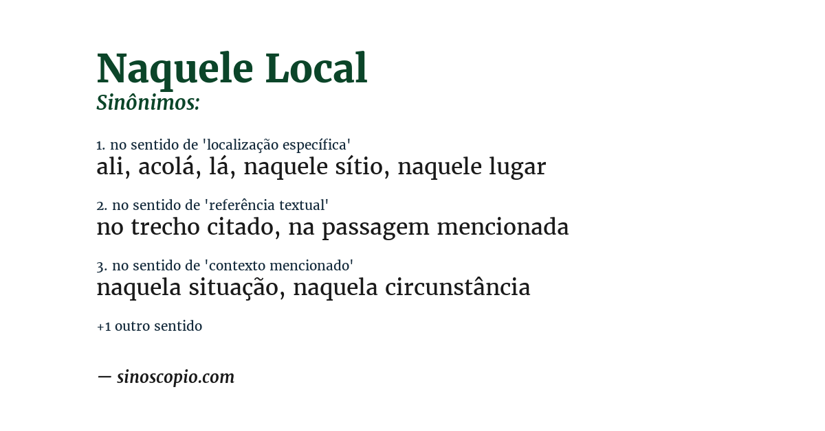 Sinônimo de naquele local