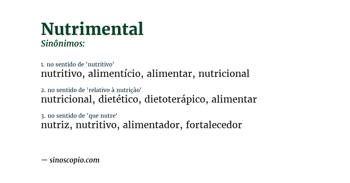 Sinônimo de nutrimental