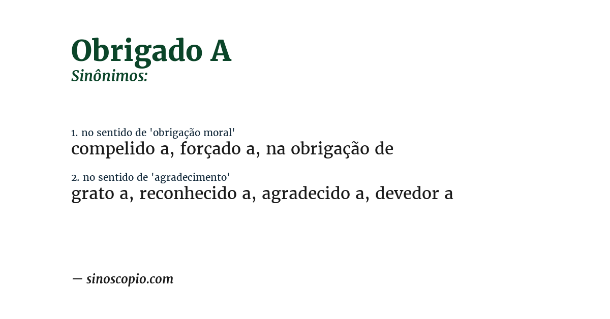 Sinônimo de obrigado a