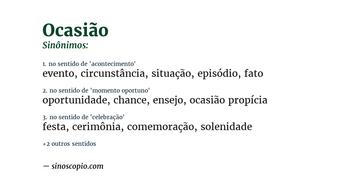 Sinônimo de ocasião