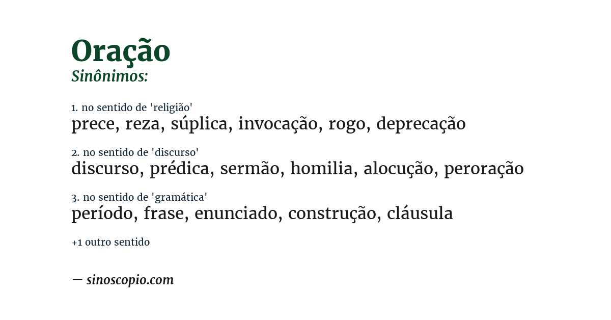 Sinônimo de oração
