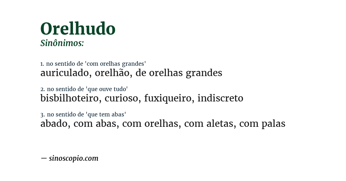 Sinônimo de orelhudo