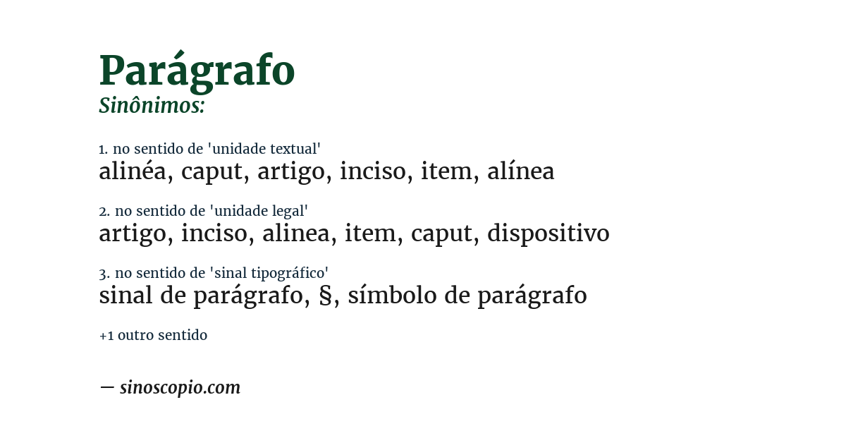 Sinônimo de parágrafo