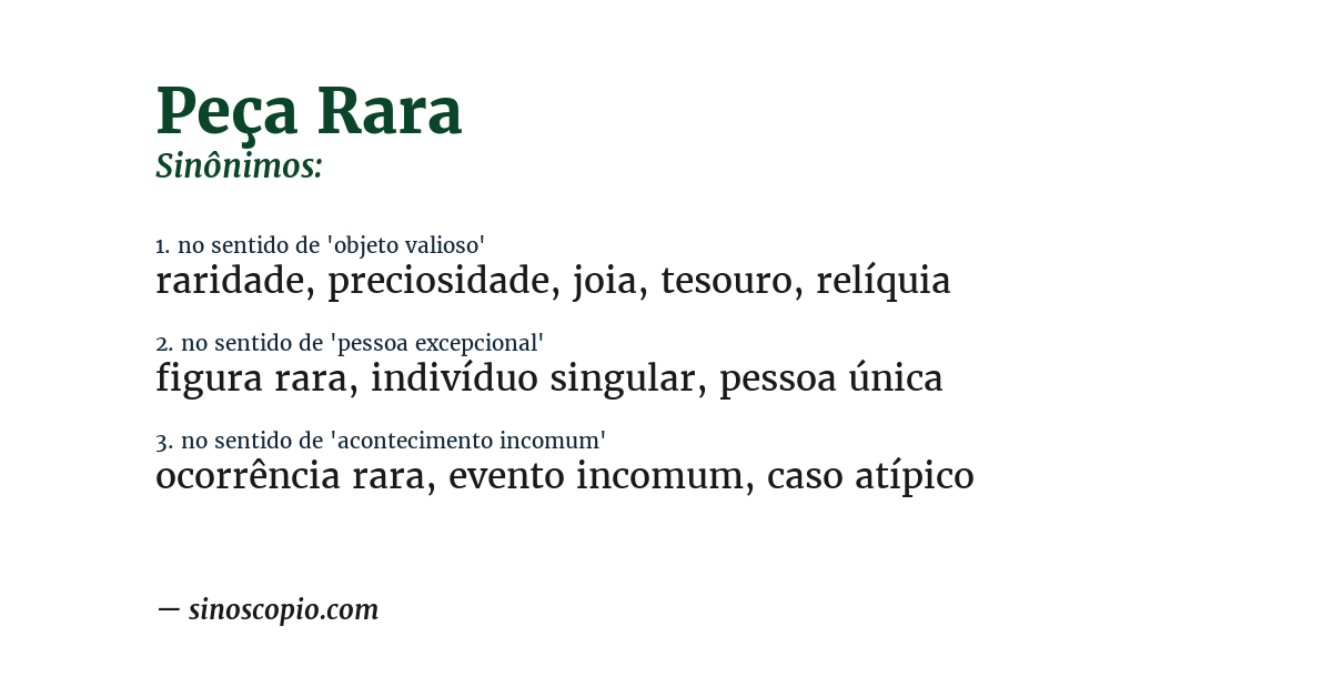 Sinônimo de peça rara