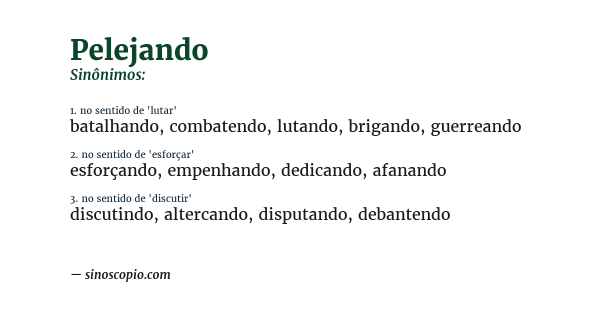 Sinônimo de pelejando